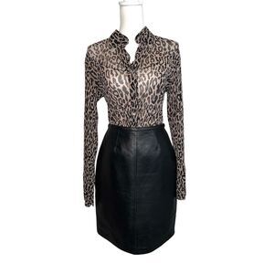 Women’s 100% Black Lined Leather Mini Skirt Women’s 6P